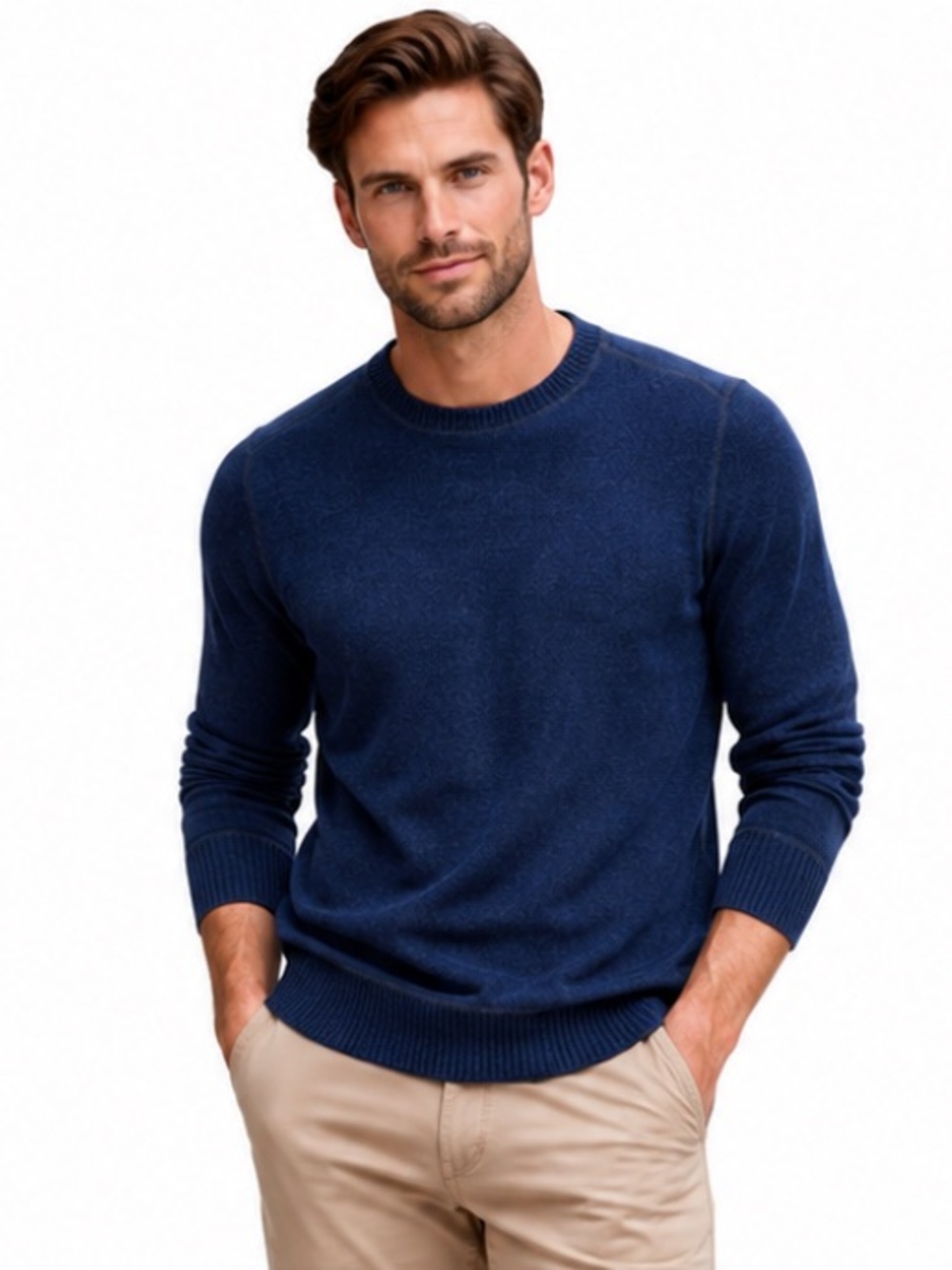 G.H. Bass & Co. Deep Blue Textured Crewneck Sweater Men’s Size M